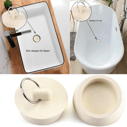 Bouchon de lavabo en caoutchouc blanc 1 5/8 pouce 1