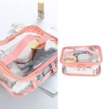 Borsa da toilette in PVC trasparente 21 x 16 x 10,3 cm rosa