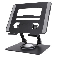 Aluminium-Tablet-Ständer mit 360-Drehbasis, 5,8–12,9in, Schwarz