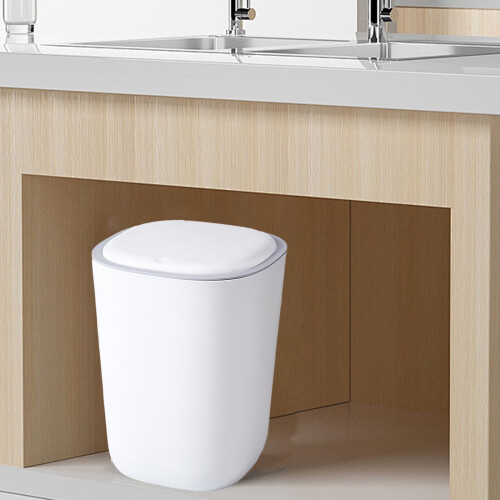 Silent Opening Lid Trash Can Plastic Bathroom Bedroom Office 2