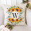 Sunflower Throw Pillow Cover with Monogram W Design18x18 4