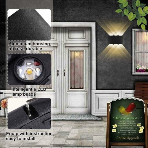 Applique murale LED design arqué 6W alliage d'aluminium 1
