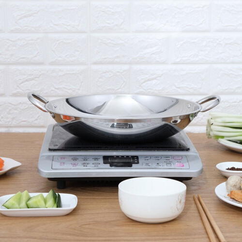 Stainless Steel Wok Pan with Double Handles 7.5 in 1
