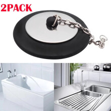 Bathroom Sink Stopper Rubber with Chain 2 Pack