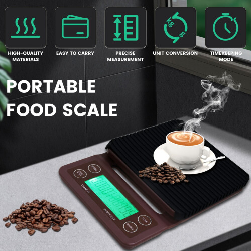 Balance à café Grusce, précision 0,1 g, capacité 5 kg, avec minuteur 1