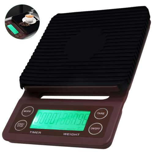Balance à café Grusce, précision 0,1 g, capacité 5 kg, avec minuteur