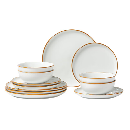 Ceramic Dinnerware Set White 12-Piece for 4 2