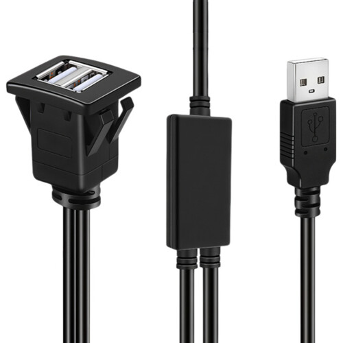 2 Devices USB Car Chargers Cable with Waterproof Feature-1m 1