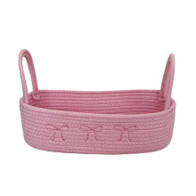 Veelzijdige handgemaakte katoenen touwmand, 35 cm lang,-Roze