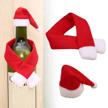 Mini bufandas navideñas decorativas para cubiertos y botellas de vino.