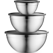 Ensemble de 5 bols mélangeurs en acier inoxydable avec couvercles hermétiques