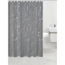 Polyester shower curtain silver foil marble gray 71x71 in