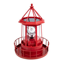 lanterne de phare solaire rotative vintage rouge pour décoration extérieure