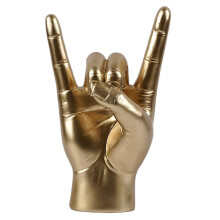 Statua con gesto della mano Rock Hand Scultura della mano R dorata