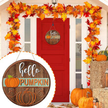 Decorazione per porta con ghirlanda di zucche e ciondolo di benvenuto autunnale