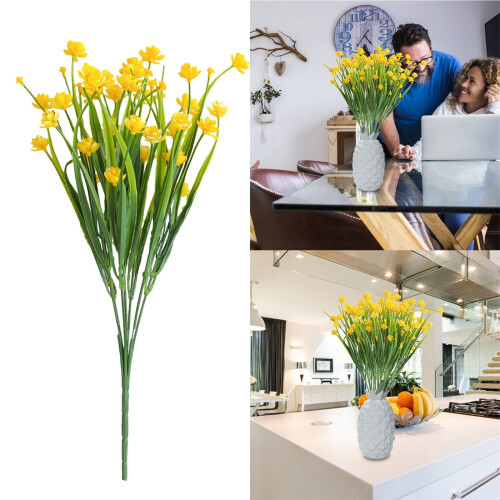 Kunstige blomster utendørsdekorasjon plast 4 stk