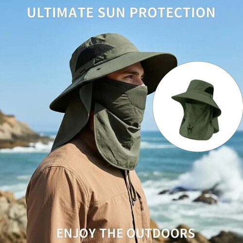 Camping Mesh Atmungsaktive Sonnenhut Breite Krempe-Hellgrau 2