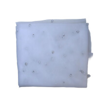 Elegant Pearls Beaded Sheer Tulle Table Runner For-White