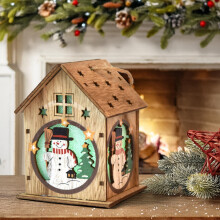 Décoration de sapin de Noël en bois pour vitrine de chalet