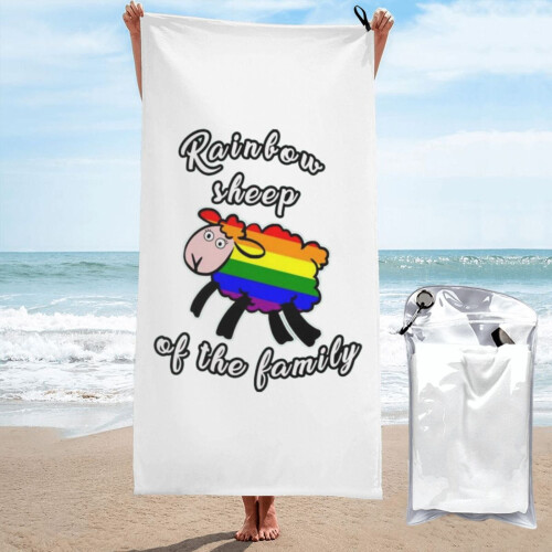 Toalha de praia Rainbow Sheep LGBT Pride em microfibra, 76 x 152 cm (30 x 60 polegadas).