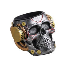 Artistic Mechanical Skull Desk Tray Handmade Resin Pen Holder-1