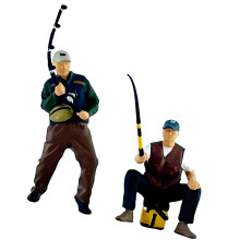 Sculpture de pêcheur miniature réaliste en résine,-1083 Ensemble