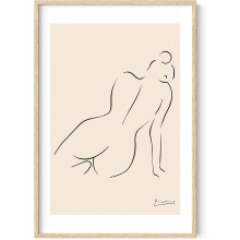 Affiche abstraite de femme beige, dessin au trait style Picasso