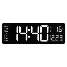 Horloge murale LED Poaug avec affichage de la température et de la date, USB