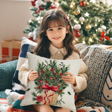 Ensemble de 4 housses de coussin en lin à motif bonhomme de neige