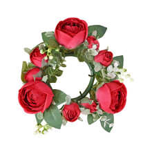 Wedding Candle Stand Wreath Artificial Rose Flower-Rose Red