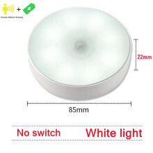 LED nočné svetlo so senzorom pohybu, okrúhle, nabíjateľné s USB, 1 balenie