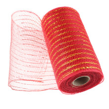 Kultainen muoviverkkorulla seppeleille 15 cm x 10 m