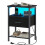 Nightstand with Charging Station and Fabric Drawer Black 1