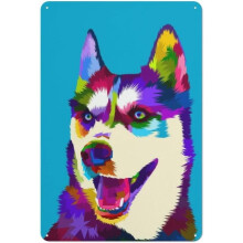 Husky vintage fém tábla retró bádogdekor 8x12 hüvelyk