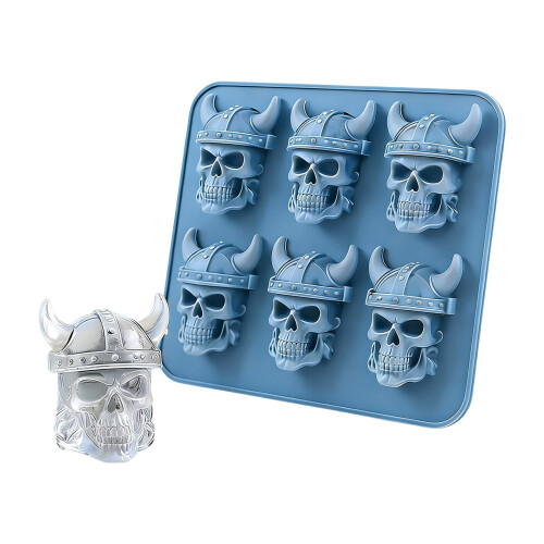 6 Cavity Skull Head Ice Cubes Mold Silicone Materials Mould-1