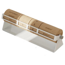 Rotierender Dauerkalender aus Holz mit Metallrahmen,-Weiß
