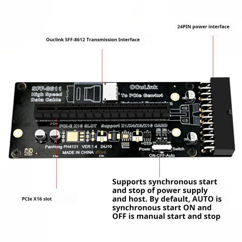 Carte adaptateur Oculink SFF-8612 vers-PH4131C avec câble 2