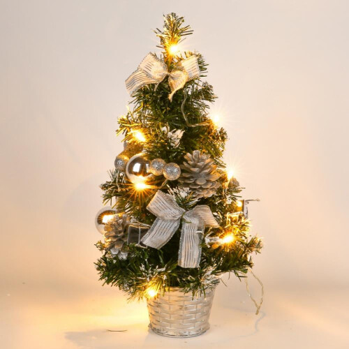 Manfitter mini Christmas tree with clear lights 15.75 inch 2