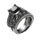 Jacenvly women's vintage black engagement ring set 2-piece 3