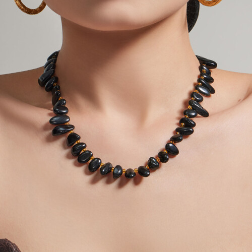 Collier de perles d'espacement plaqué or sophistiqué avec-Blanc 2