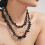 Collier de perles d'espacement plaqué or sophistiqué avec-Blanc 5