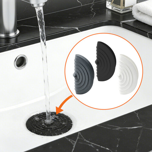 Durability Soft Silicone Bathtubs Plug Hair-white and black 2