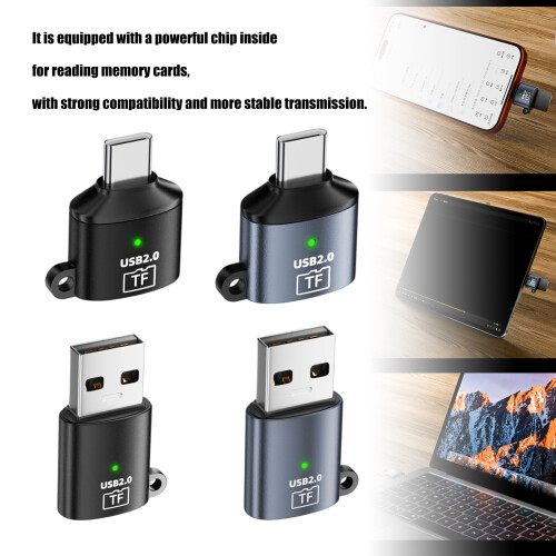 Universeller TF-zu-USB-Kartenleser-Adapter,-USB dunkelgrau 1