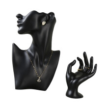 Pair Of Resin Necklace Earring Display Holders-Black OK hand