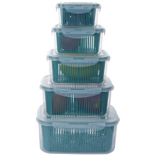 Stackable Fridge Food Storage Containers with Drain Baskets