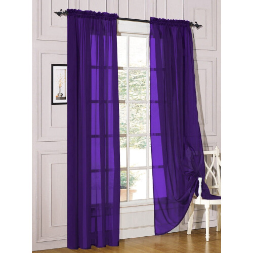 2 Stück transparente Voile-Gardinenpaneele mit Stangendurchzug