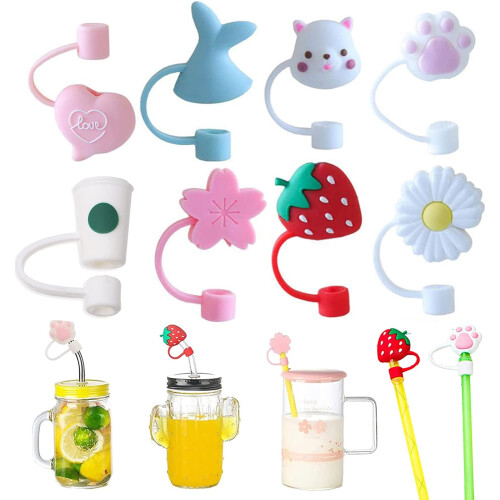 TOSEERY couvre-paille réutilisable en silicone, lot de 8