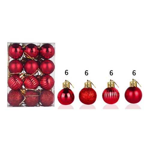Julkulor Ornament Plast Splittersäkra 24 st 1,2 tum
