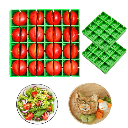 Coupe-tomates cerises 16 grilles avec récipient
