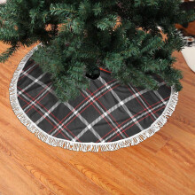 Jupe de sapin de Noël en dentelle tartan à franges, 76 cm (30 pouces)